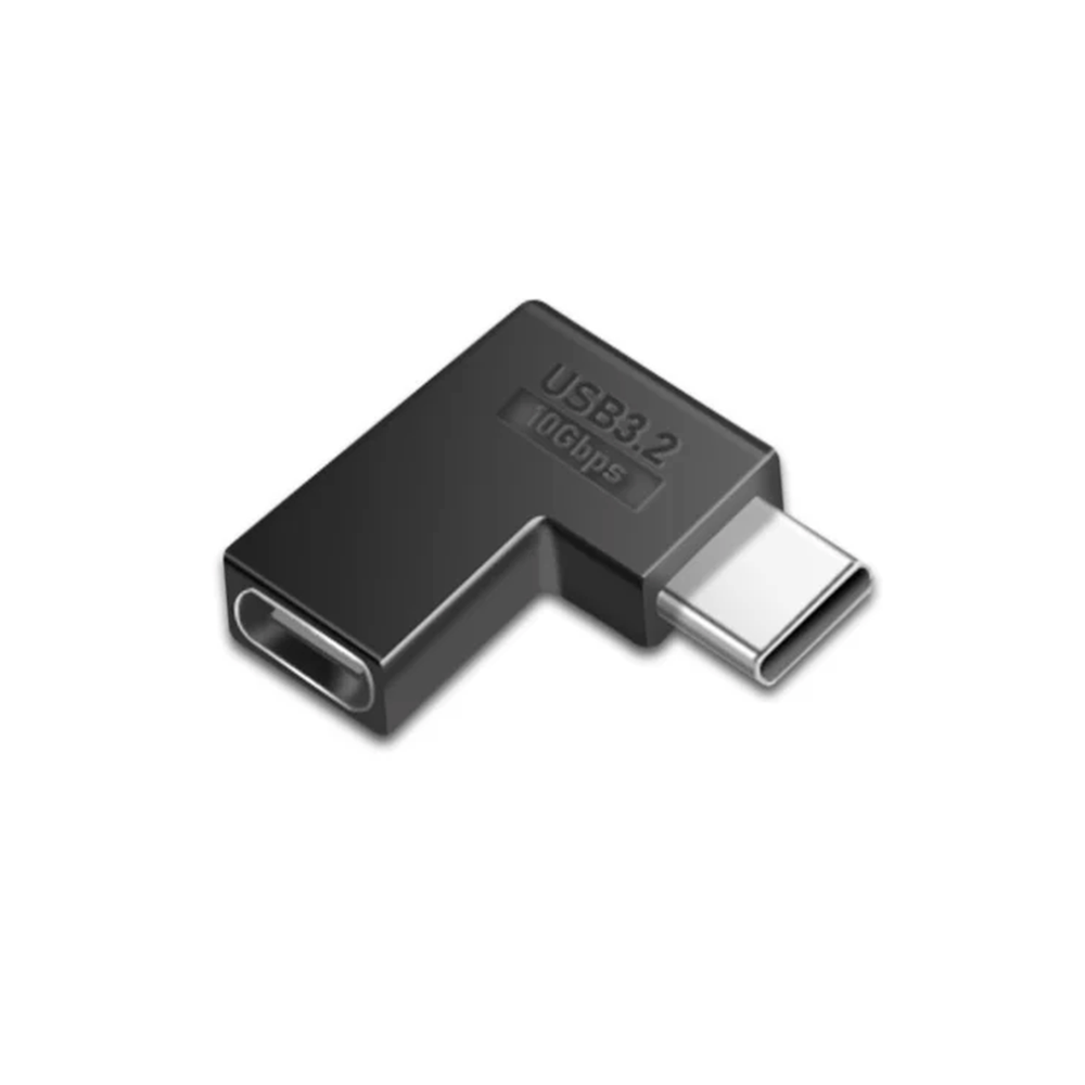 Adaptador Extensión USB-C Macho a USB-C Hembra 90° Grados Tipo "Codo" Plano