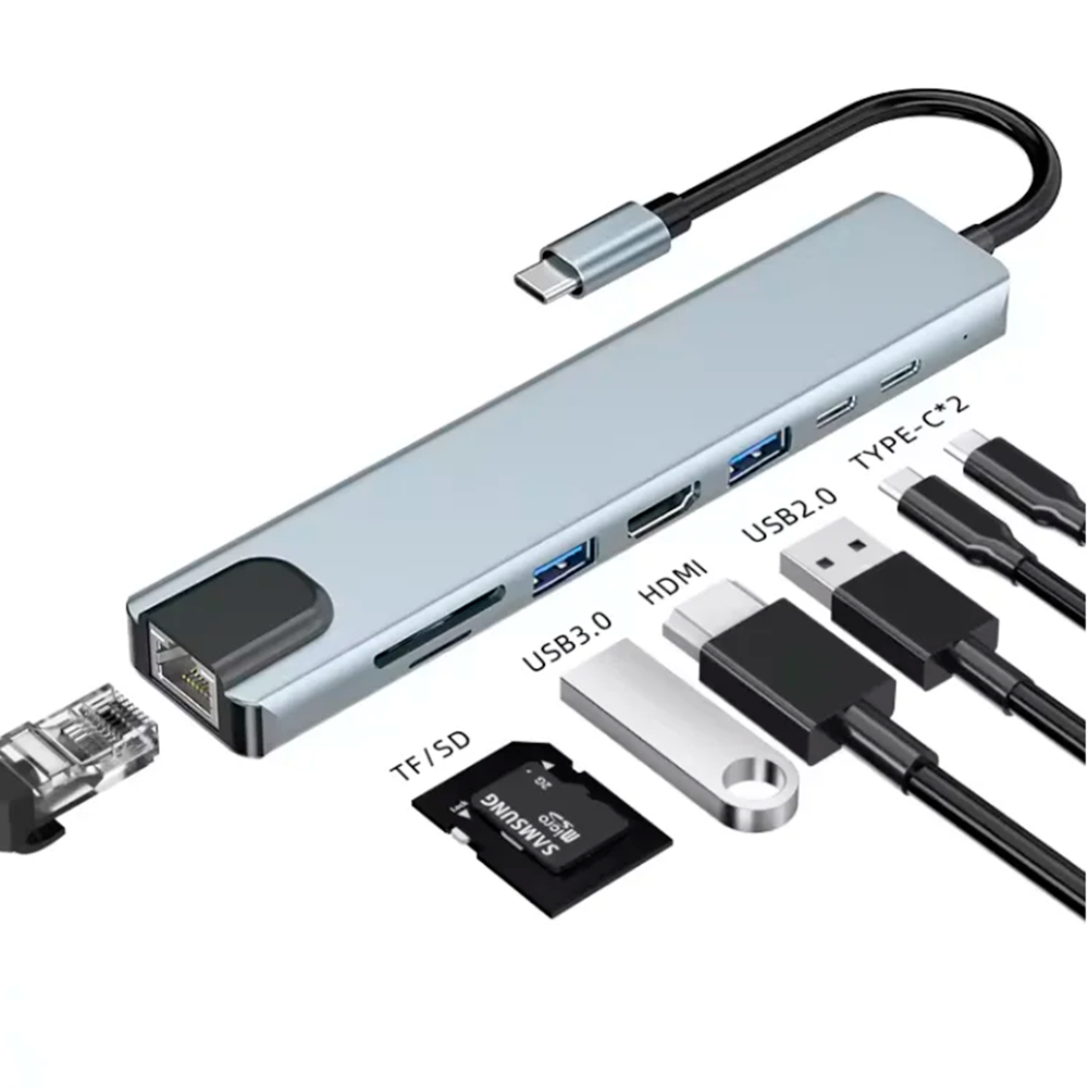 HUB Adaptador USB-C 8 en 1 para Mac MacBook Notebook