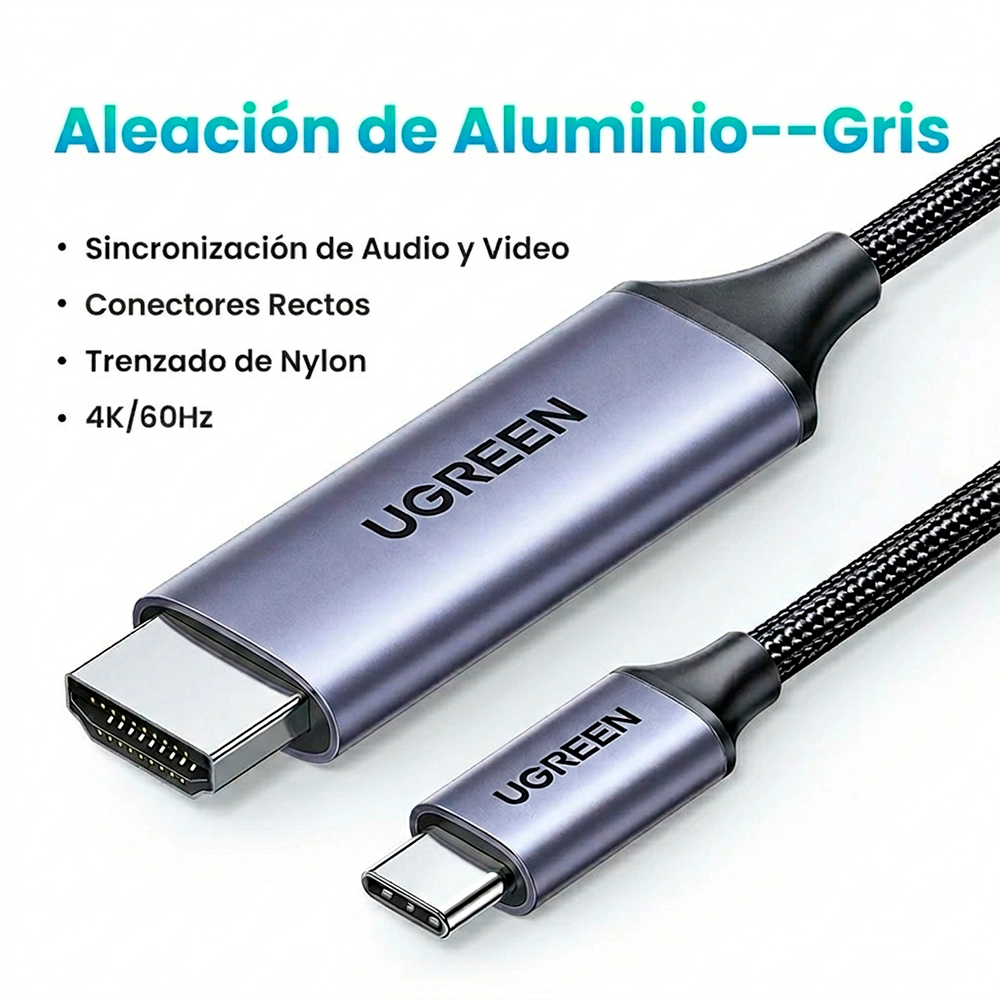 Cable Ugreen USB-C a HDMI 2.0 4K 60Hz 18Gbps MacBook Samsung