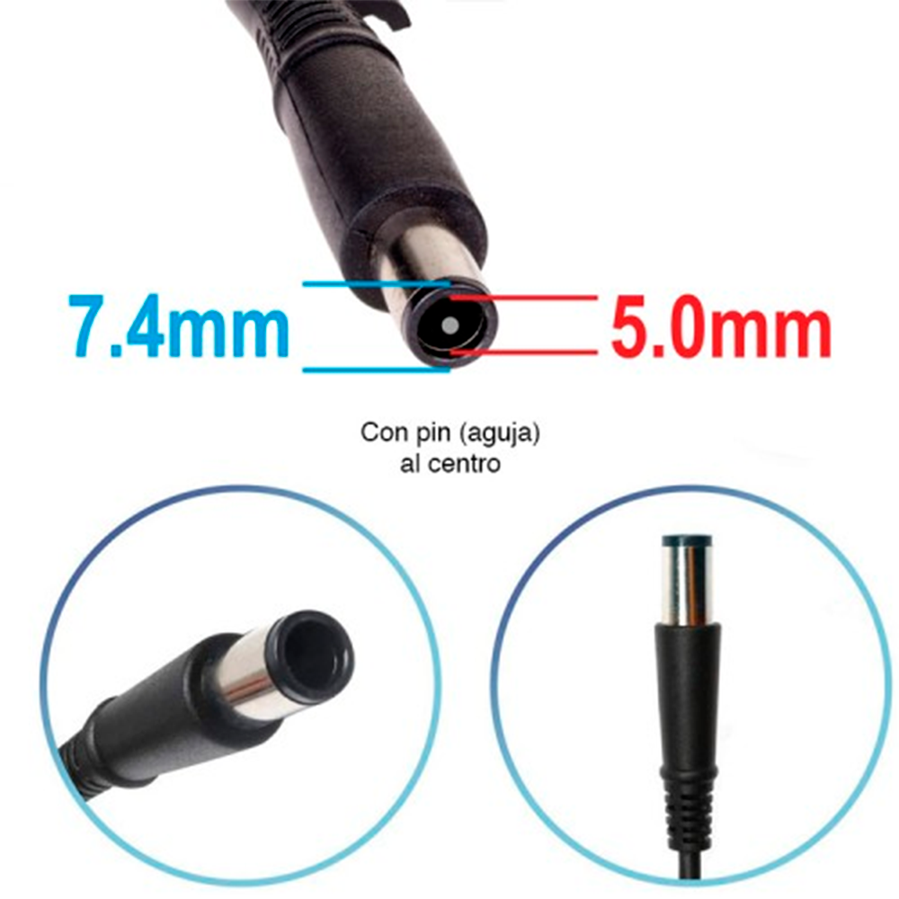 Cargador Notebook para Dell 19.5V 4.62A 90W Plug Grueso 7.4x5.0mm