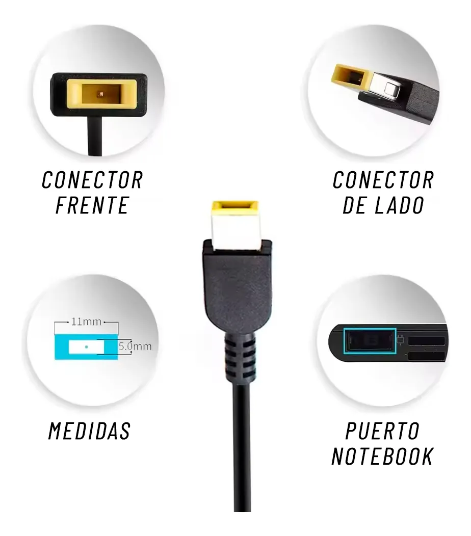 Cargador Notebook para Lenovo 20V 11.5A 230W Plug Rectangular amarillo