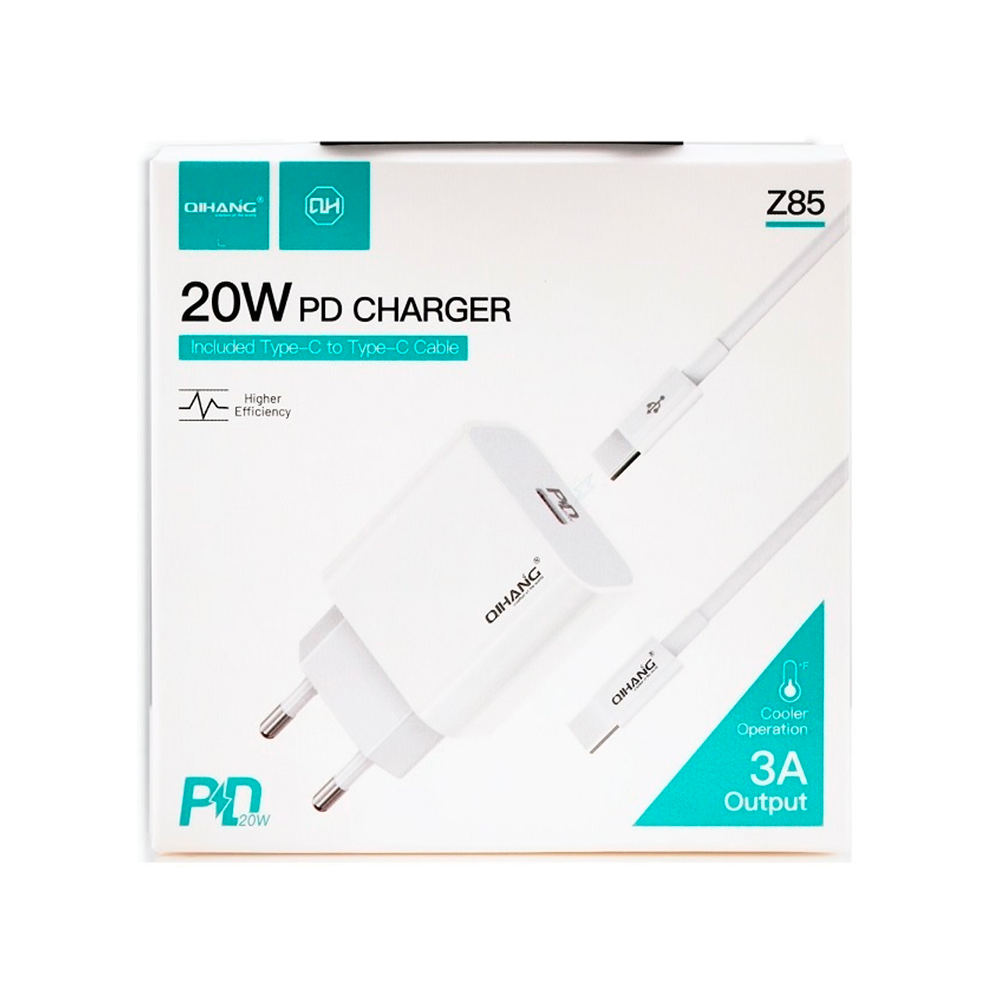 Cargador para Teléfono 20W Qihang Z85 Cable USB-C a USB-C