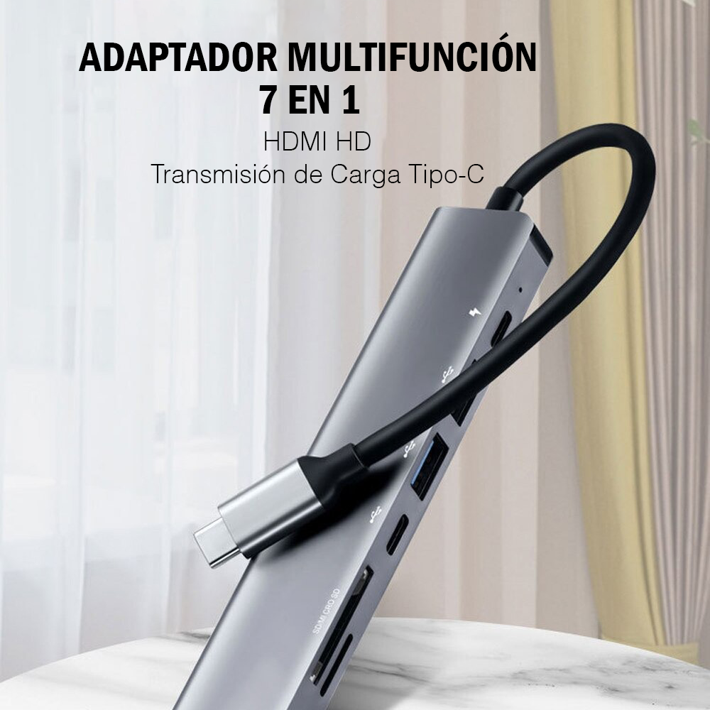 HUB Adaptador USB-C 7 en 1 para Mac MacBook Windows