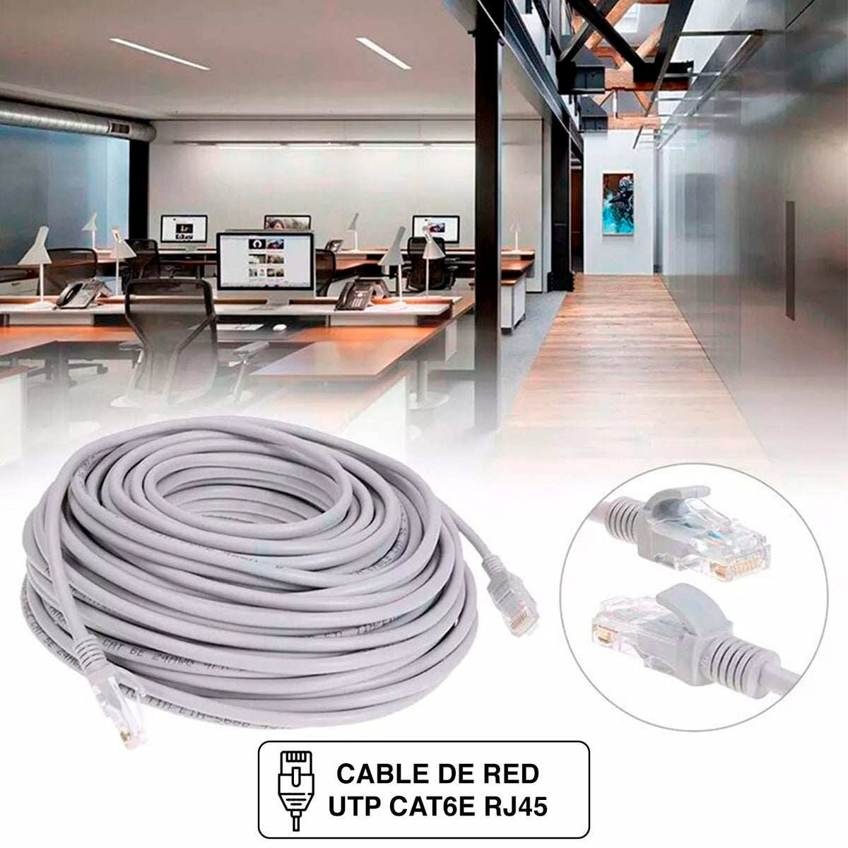 Cable de Red RJ45 Cat6e 15 Metros 4par 23awg Interior Armado