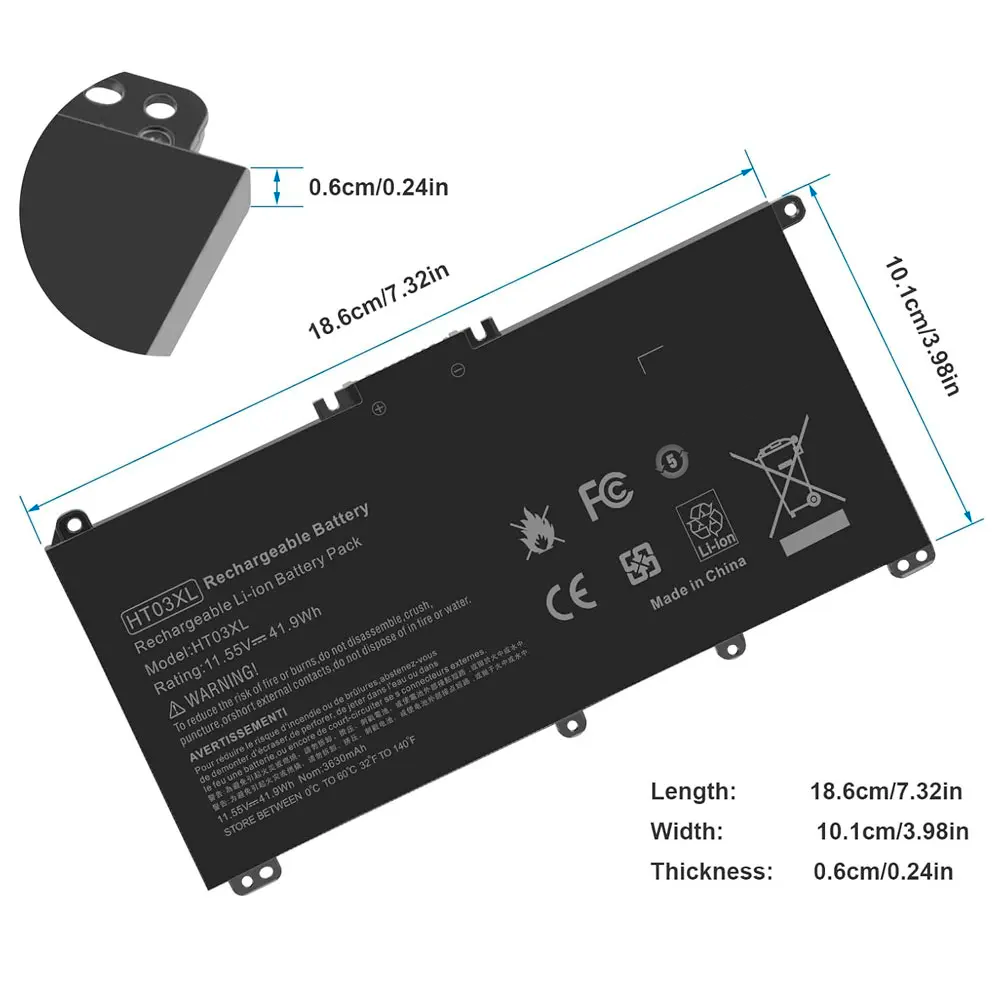 Batería para Notebook HP HT03XL 11.55V 41.9Wh