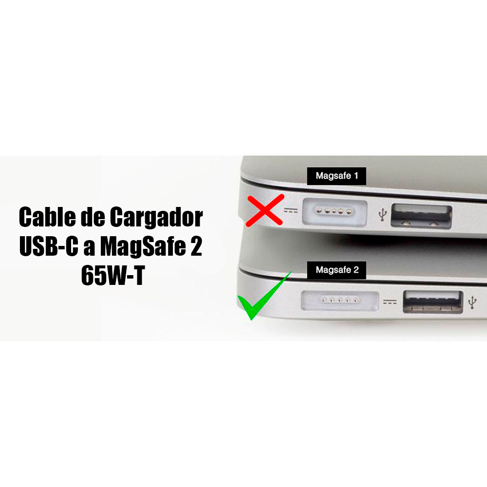 Cable Repuesto Magsafe 2 tipo T para Cargador MacBook Air Pro