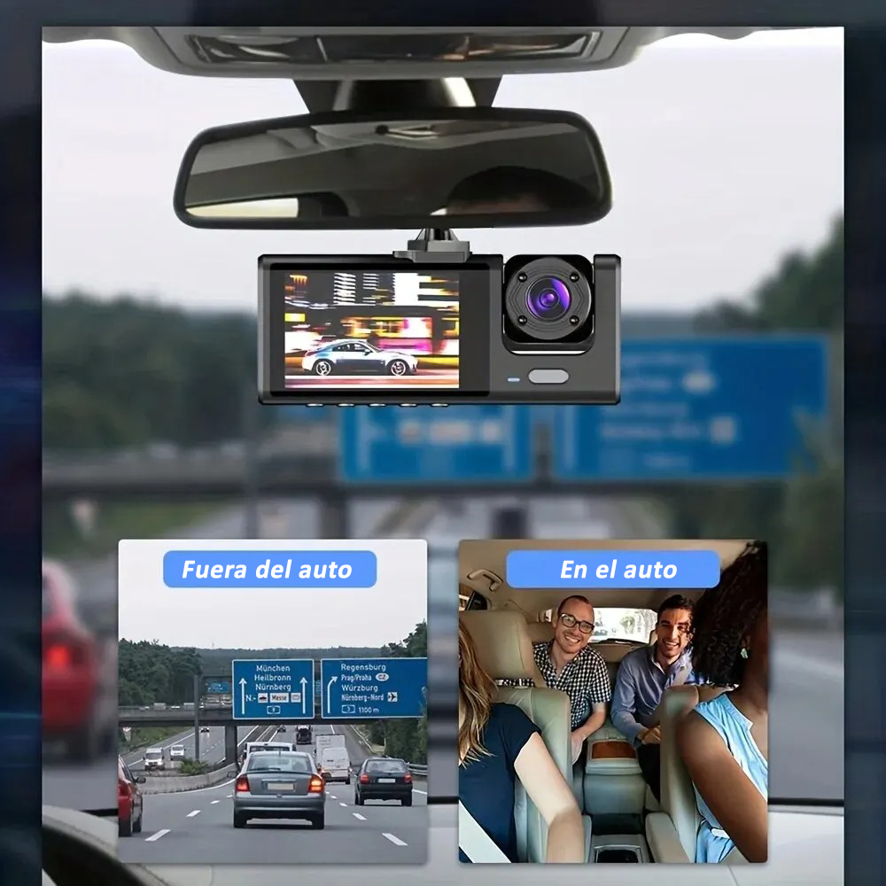 Cámara para Auto 2 en 1 con Visión Frontal e Interna y Visión Nocturna