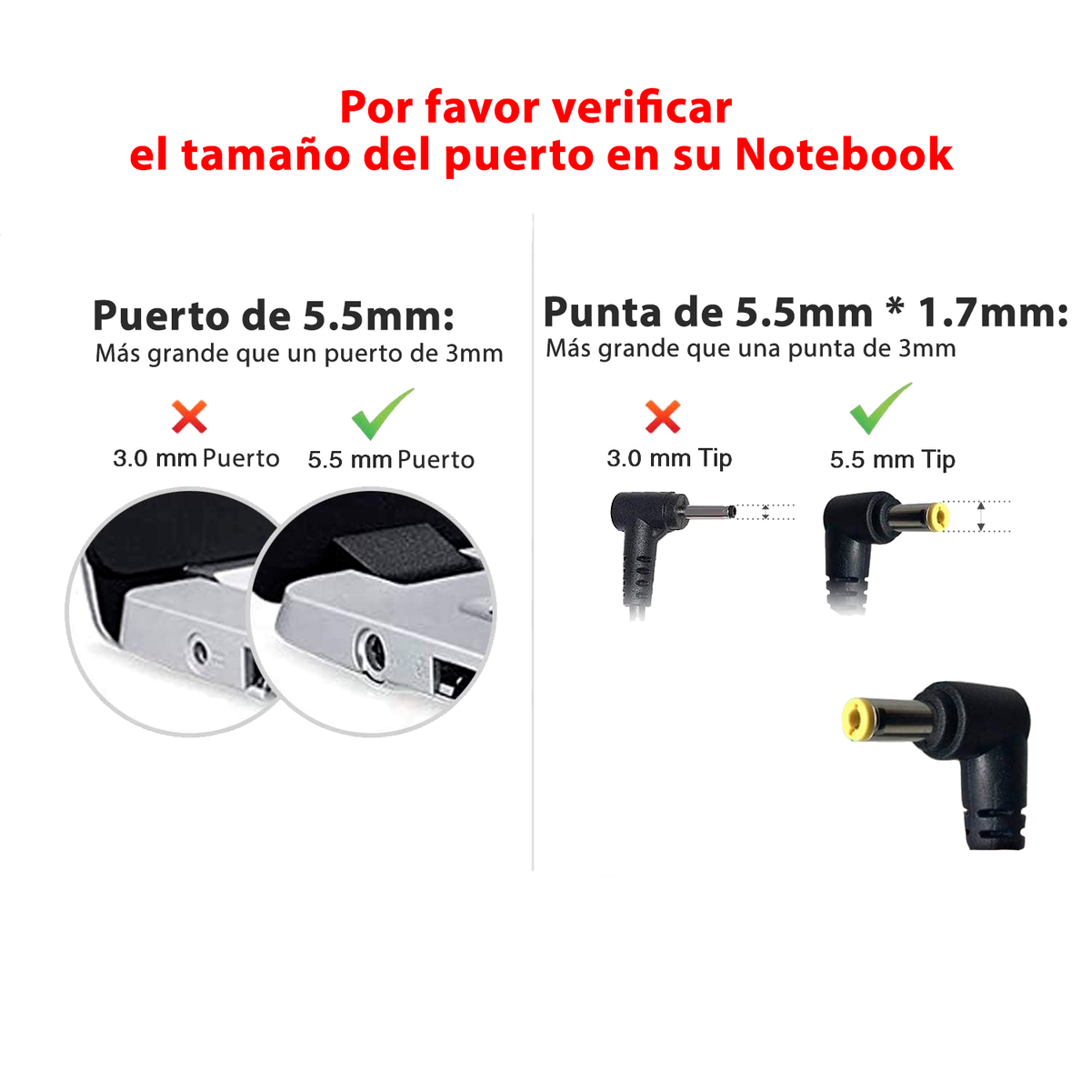 Cargador Notebook para Acer Aspire 19V 3.42A 65W Plug amarillo 5.5x1.7mm