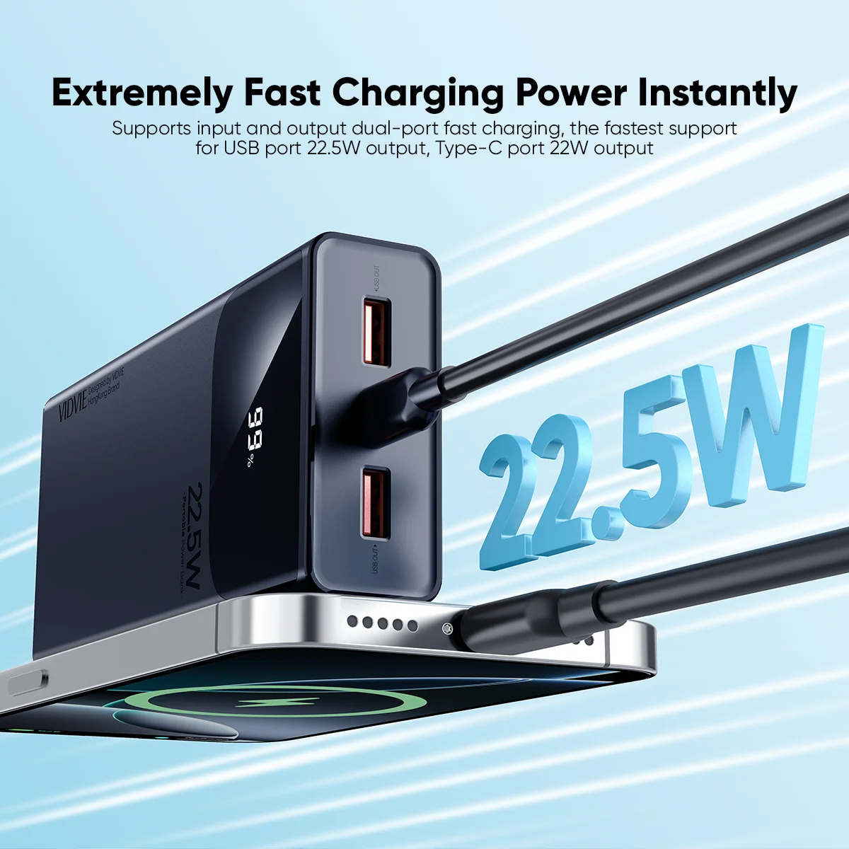 Batería Externa 20000 mAh Carga Rápida 22.5W