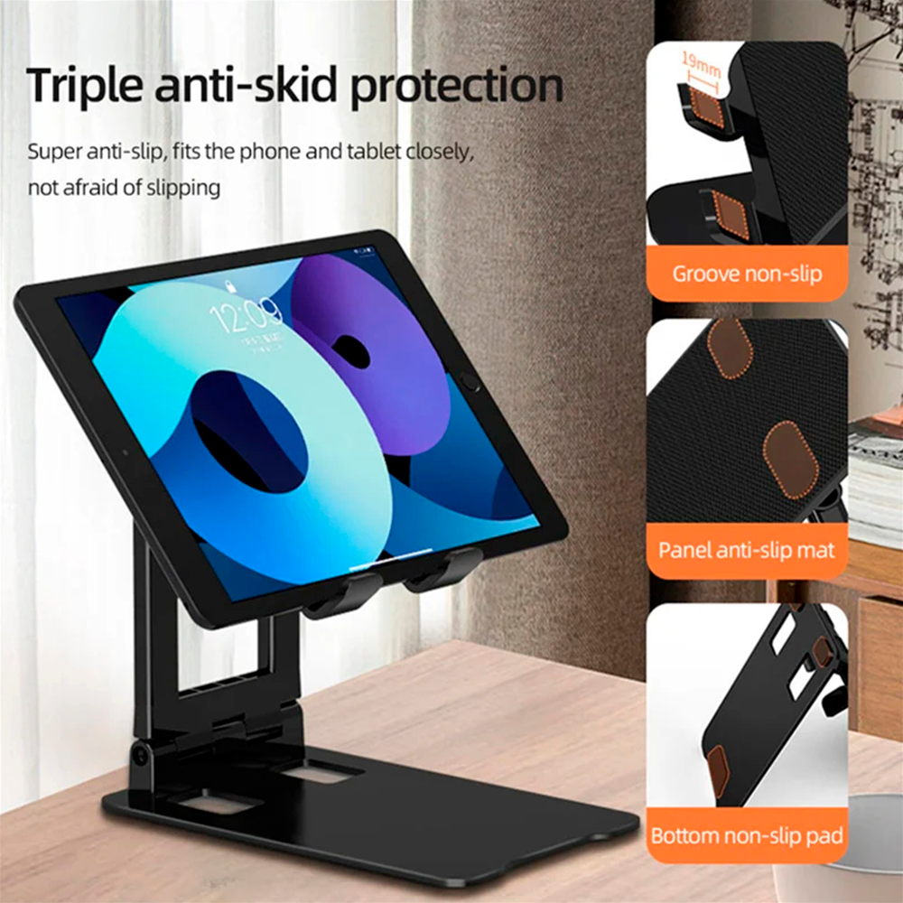 Base Soporte Plegable Robusto para Celular Tablet hasta 15" Escritorio Metalico