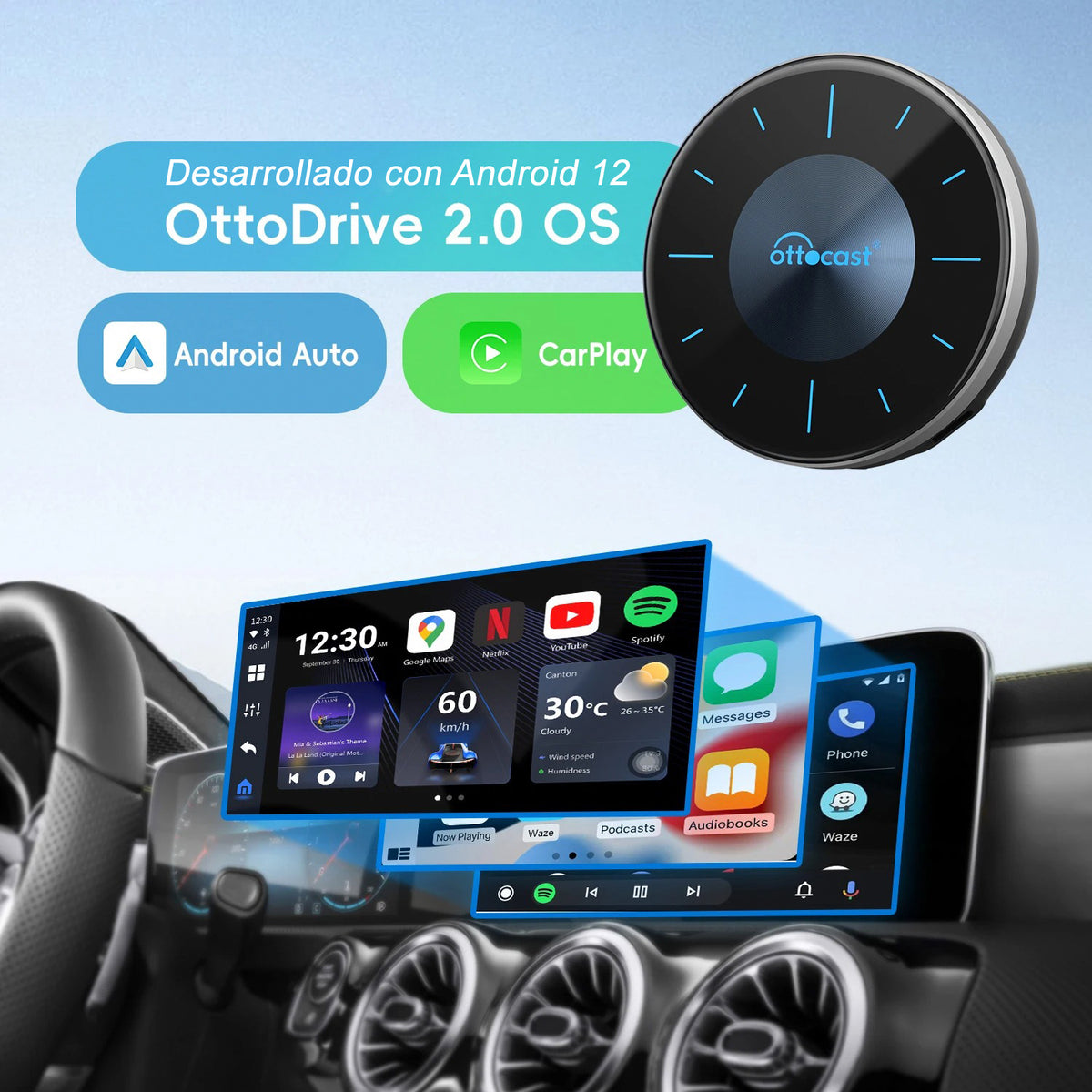 Dispositivo Carplay Android Auto Inalámbrico y Streaming
