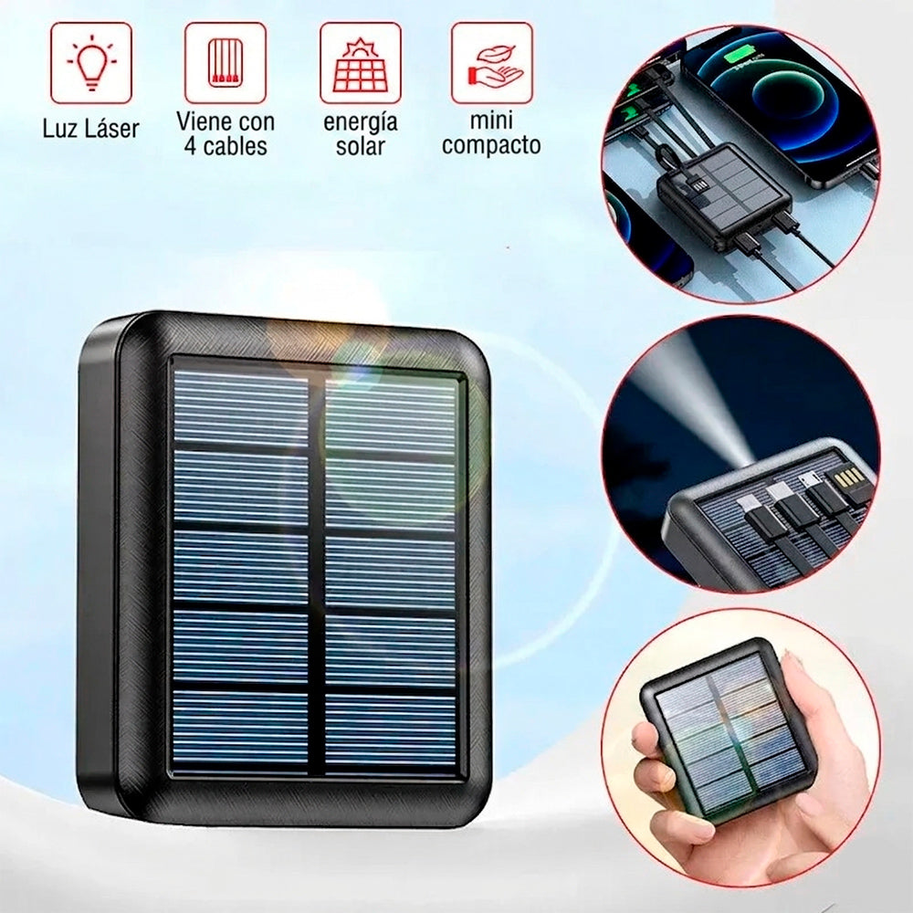 Batería Externa Solar 10000 mAh 4 en 1