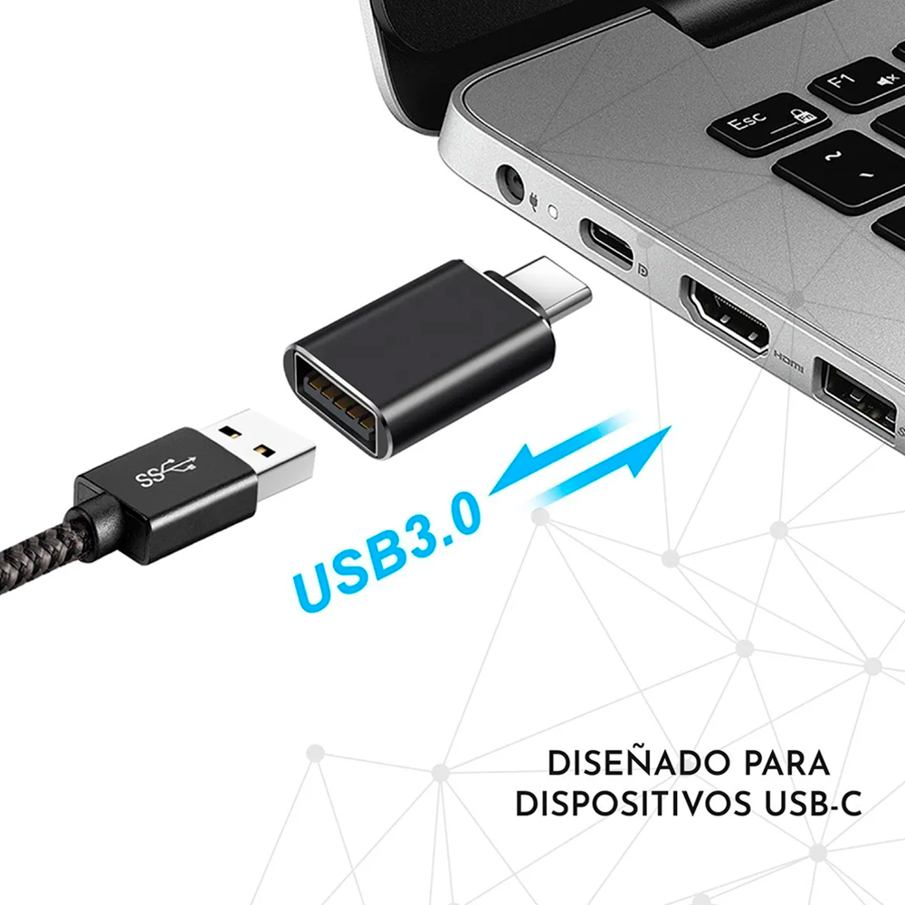 Adaptador USB-C Macho a USB 3.0 Hembra OTG Certificado