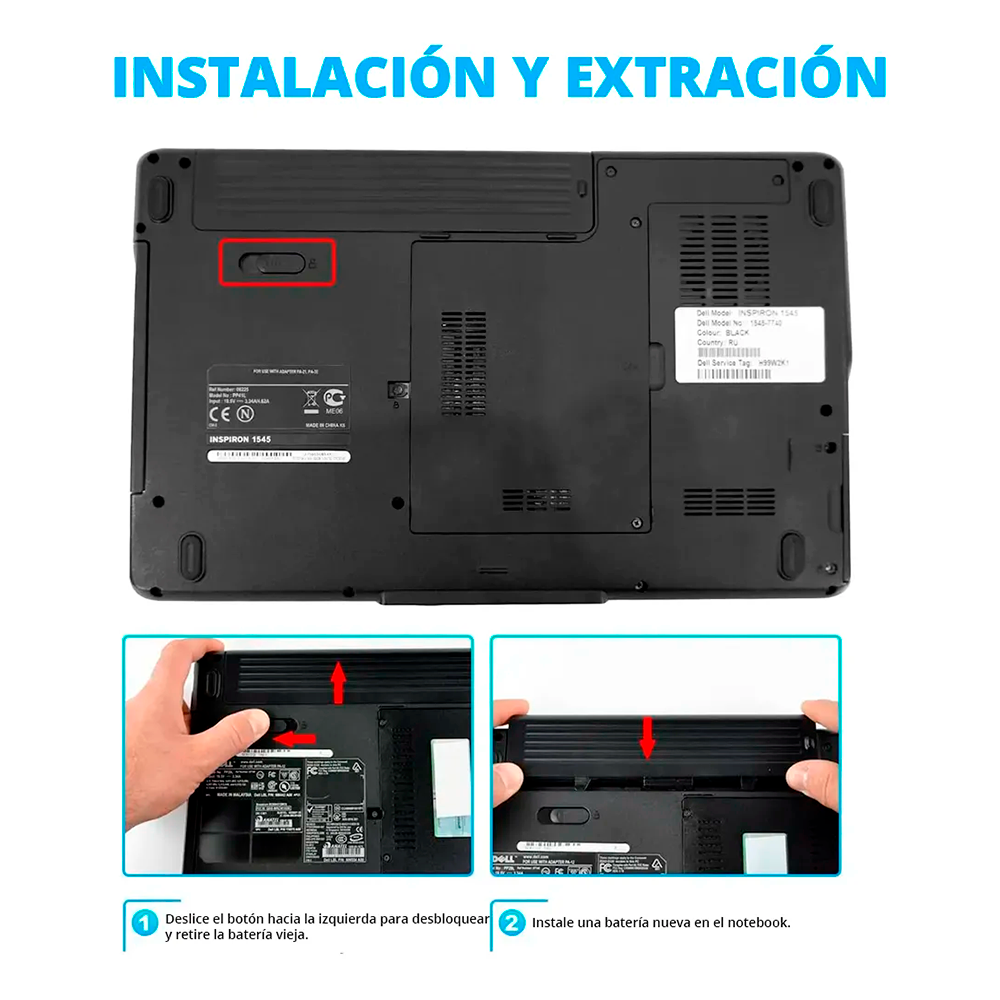 Batería para Notebook Dell Inspiron GW240 RN873 M911G 11.1V 49Wh