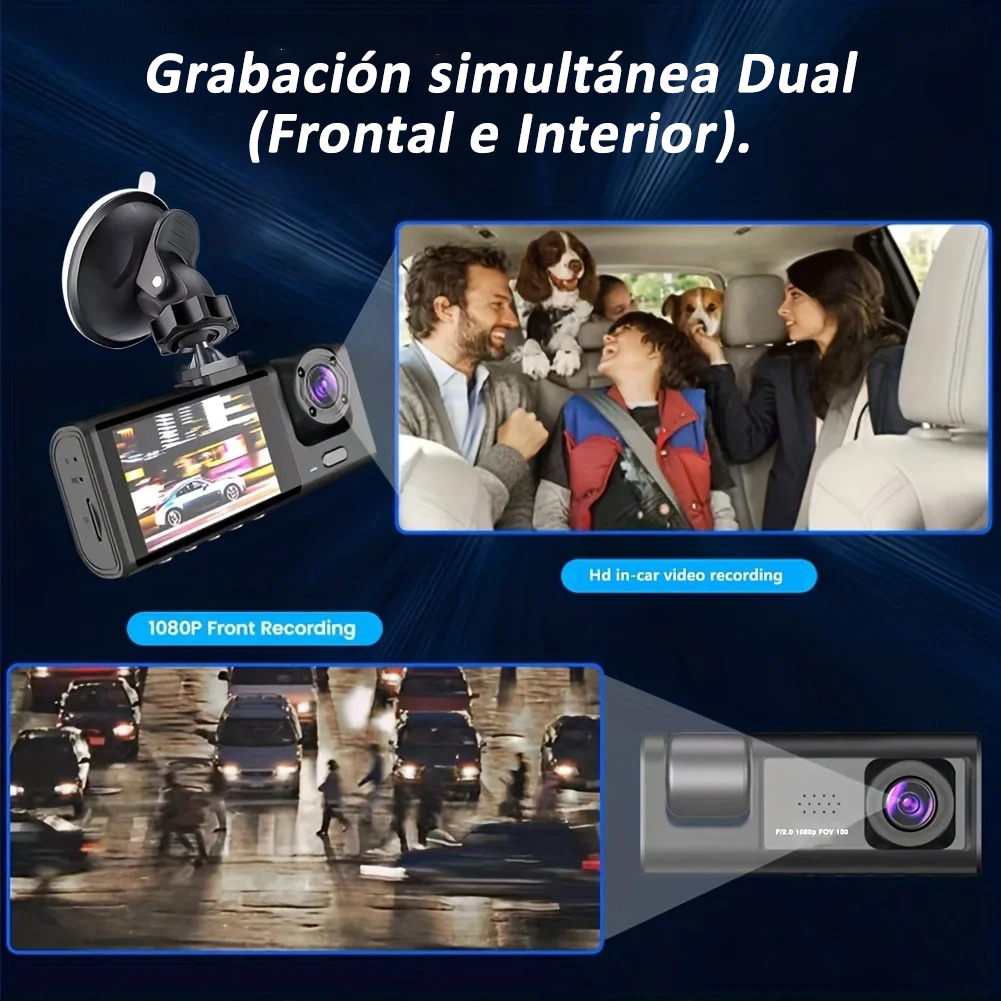 Cámara para Auto 2 en 1 con Visión Frontal e Interna y Visión Nocturna