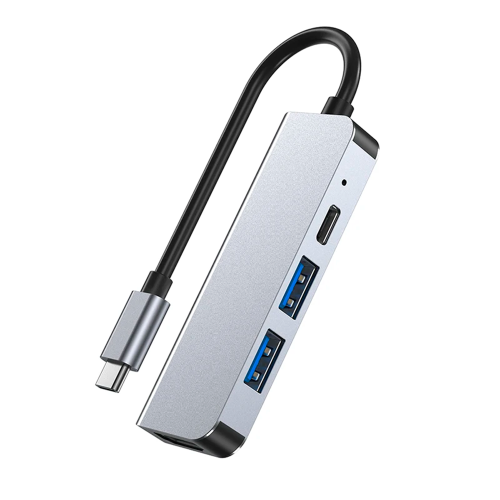 HUB Adaptador USB-C Multipuerto 4 en 1 (HDMI, USB-C, 2x USB)