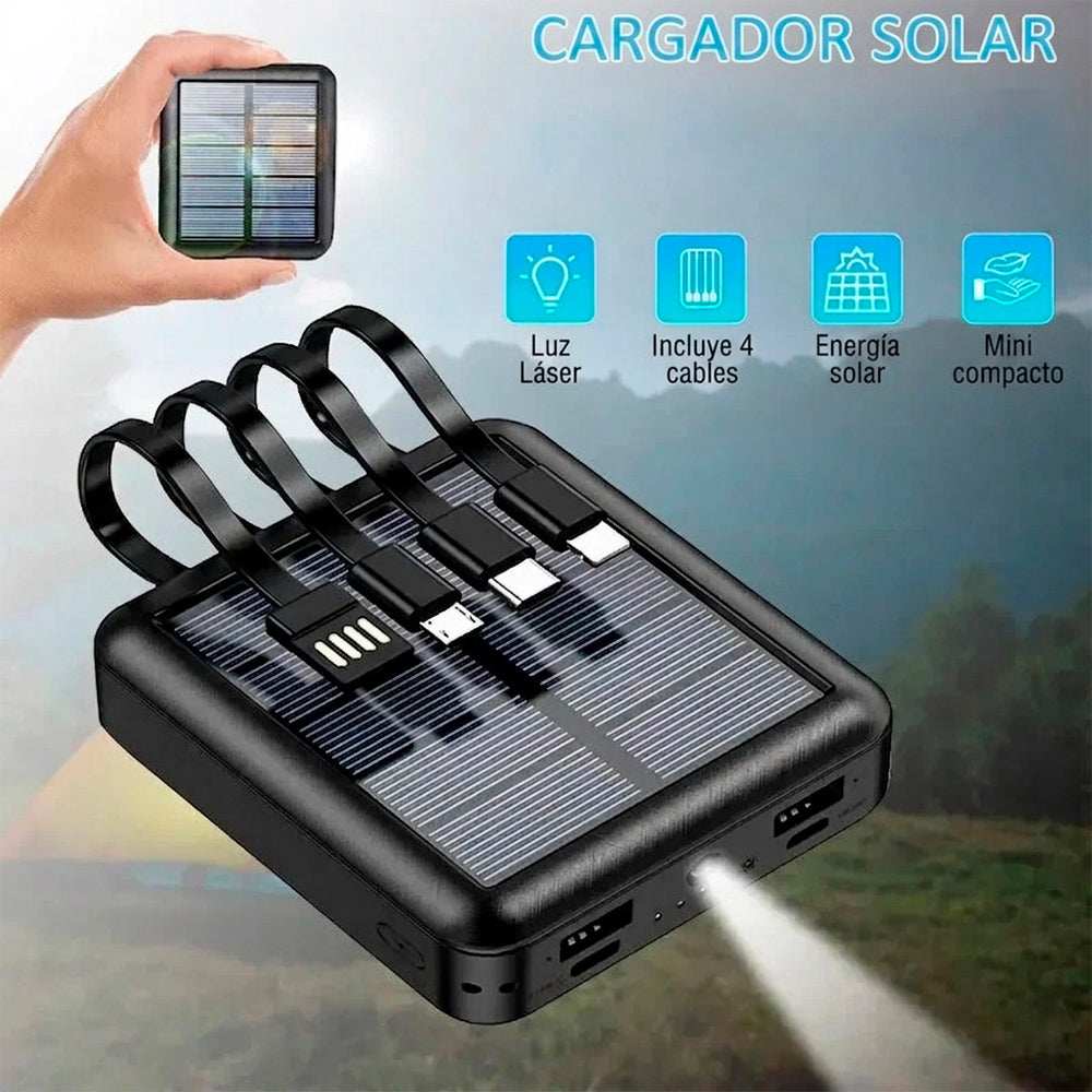 Batería Externa Solar 10000 mAh 4 en 1