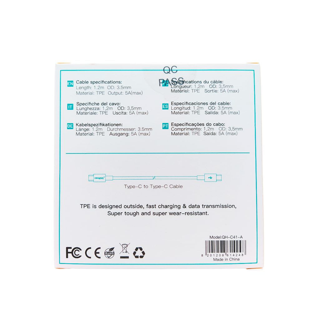 Cable USB-C a USB-C 20W Carga Rápida Pd Qihang