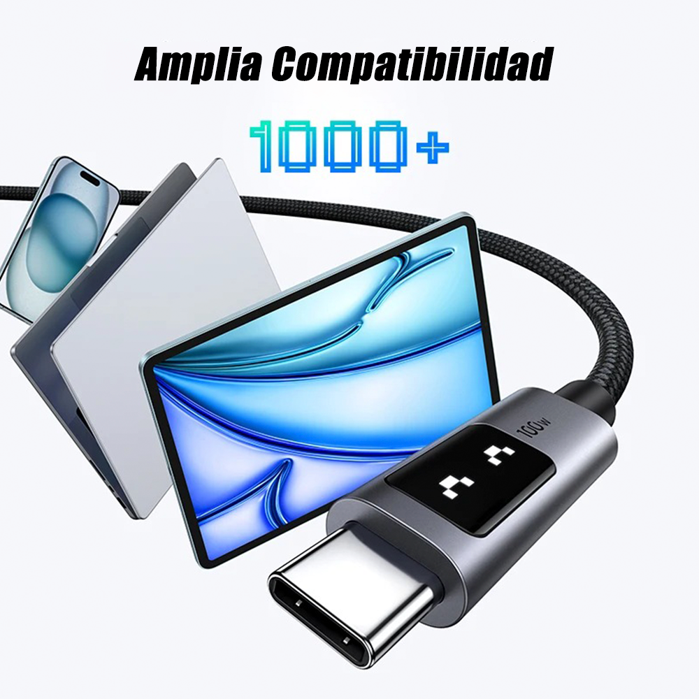 Cable Ugreen USB-C 100W Carga Rápida iPhone 17 16 15 MacBook de 1m