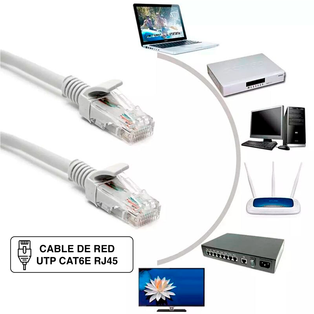Cable de Red RJ45 Cat6e 15 Metros 4par 23awg Interior Armado