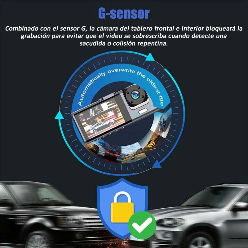 Cámara para Auto 2 en 1 con Visión Frontal e Interna y Visión Nocturna