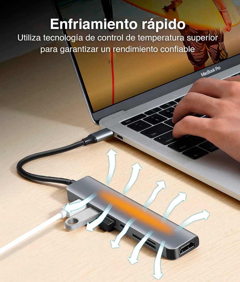 HUB Adaptador USB-C 7 en 1 para Mac MacBook Windows