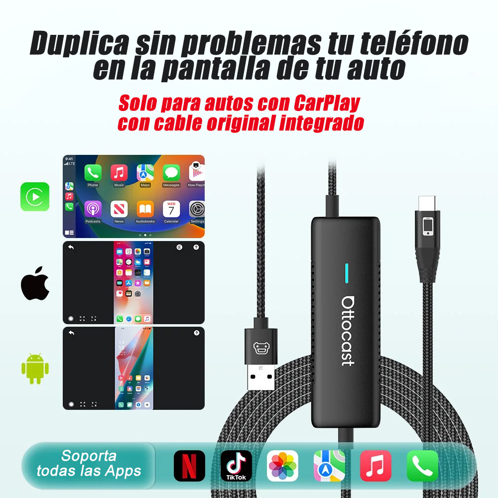 Duplica tu Celular, Carplay y Android Auto Inalámbrico