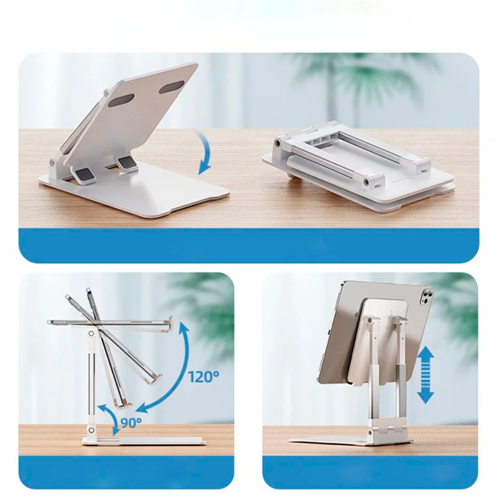 Base Soporte Plegable Robusto para Celular Tablet hasta 15" Escritorio Metalico