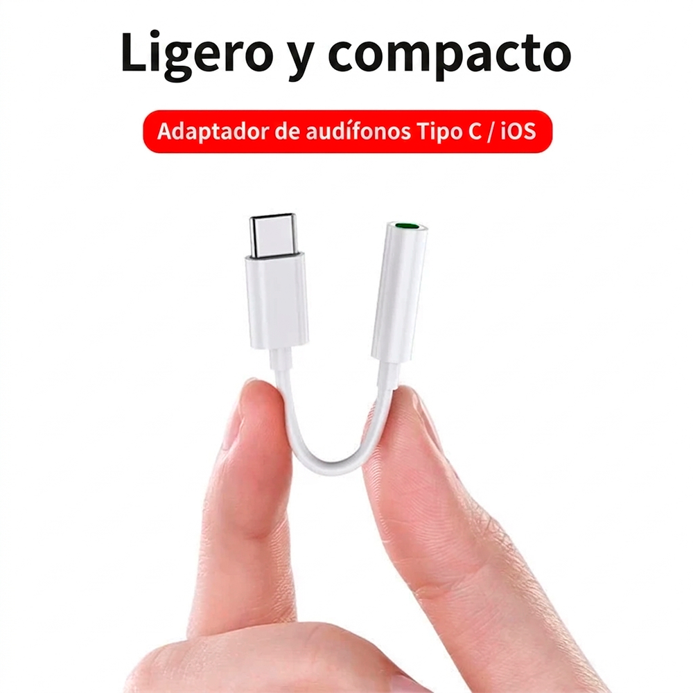 Adaptador de Audio USB-C a Jack 3.5 mm Audífono Micrófono