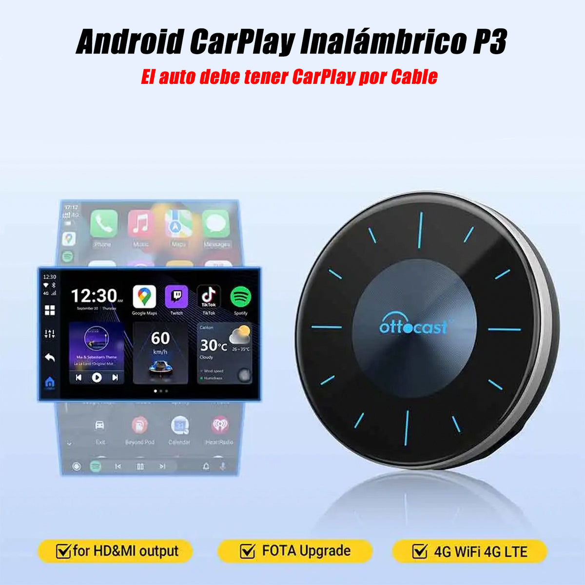 Dispositivo Carplay Android Auto Inalámbrico y Streaming