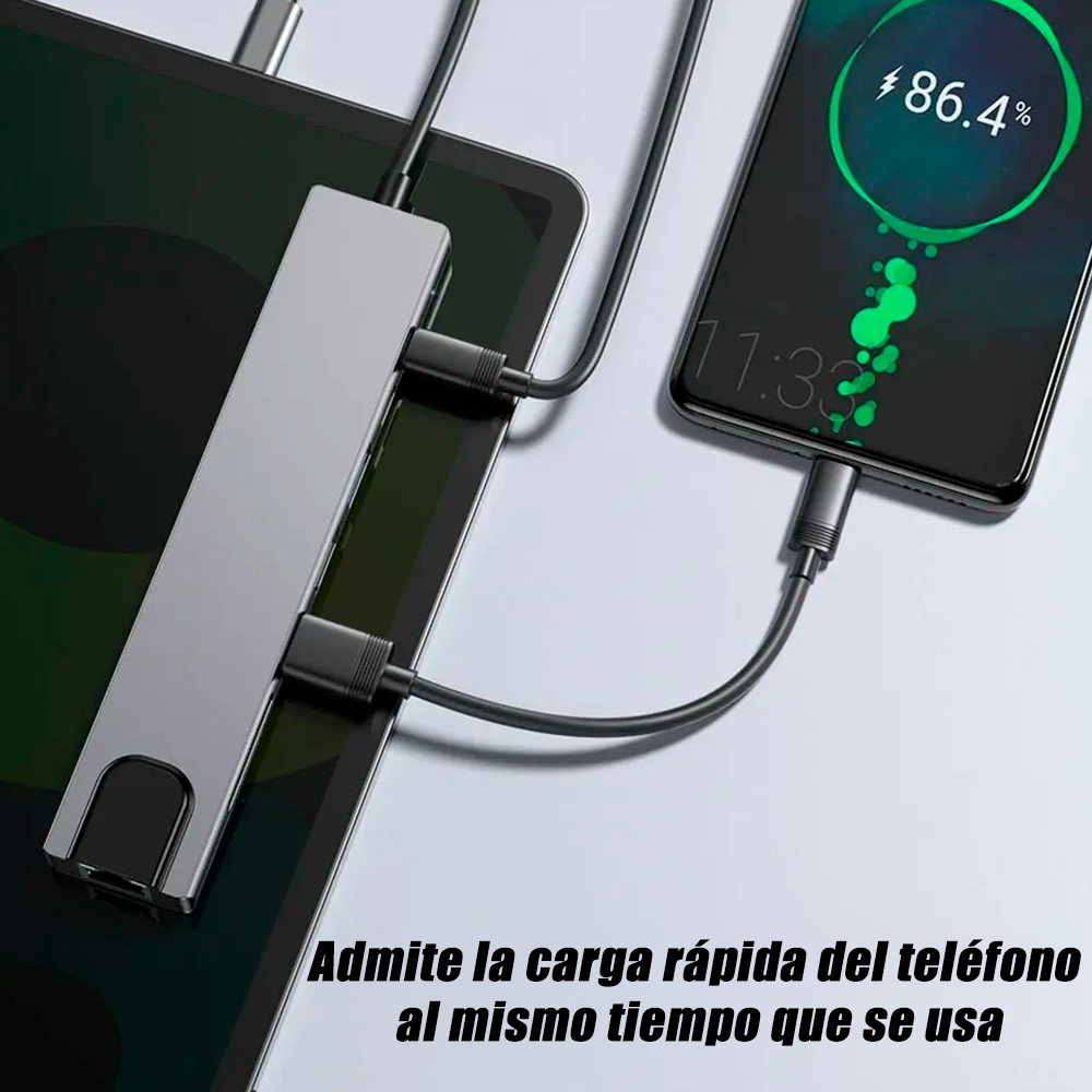 HUB Adaptador USB-C 8 en 1 para Mac MacBook Windows