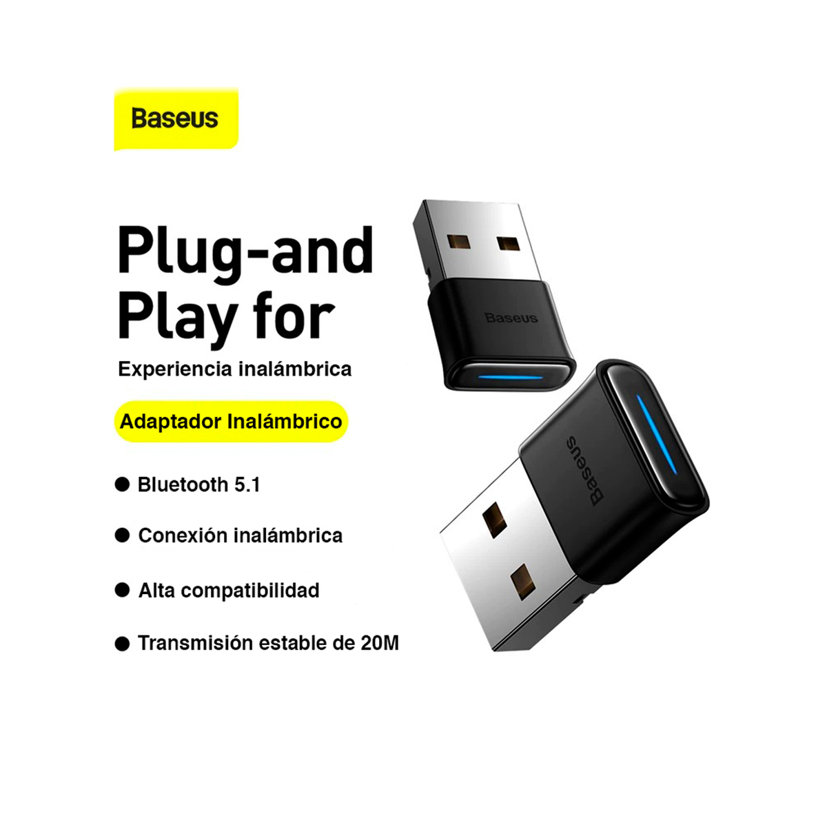 Adaptador Transmisor Receptor Bluetooth 5.1 USB Notebook PC