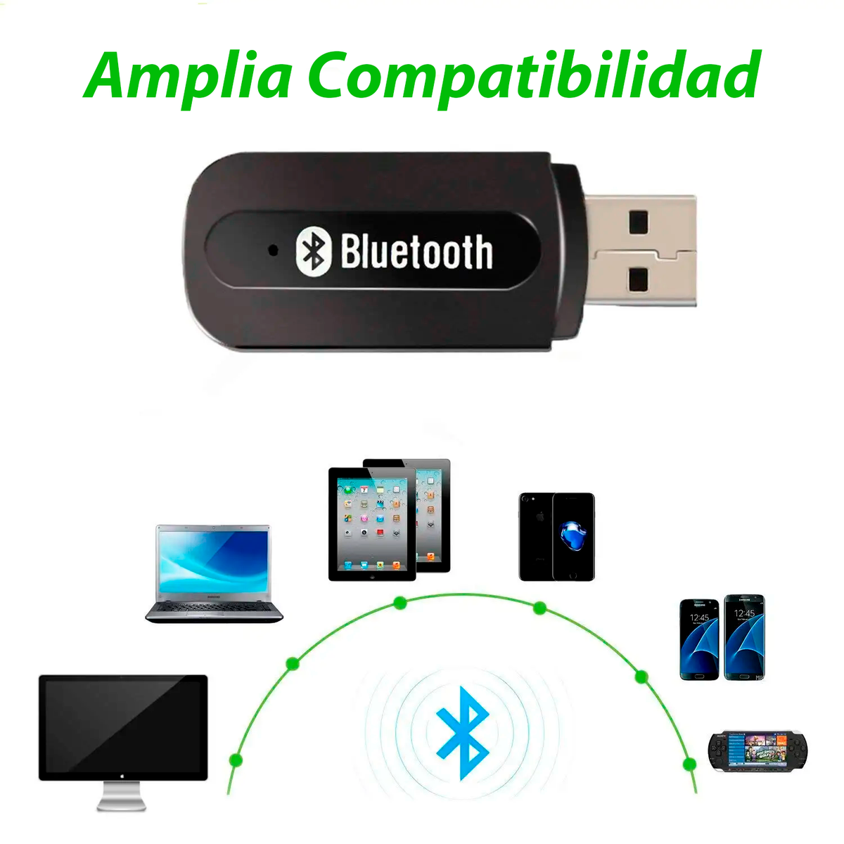 Receptor de Audio Bluetooth Auto Radios y Equipo USB Aux 3.5mm