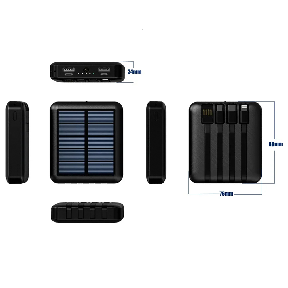 Batería Externa Solar 10000 mAh 4 en 1