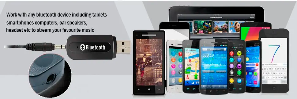 Receptor de Audio Bluetooth Auto Radios y Equipo USB Aux 3.5mm